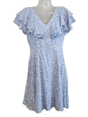 Altar'd State Light Blue Floral Ruffle Mini Dress